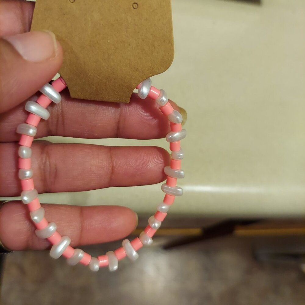Handcrafted Pink Bracelet with White Accents - Picture 3 of 3